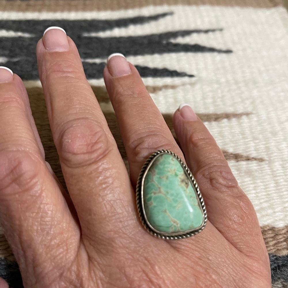 Royston Turquoise Native American Ring by Randy Secatero and Sylvana Apache